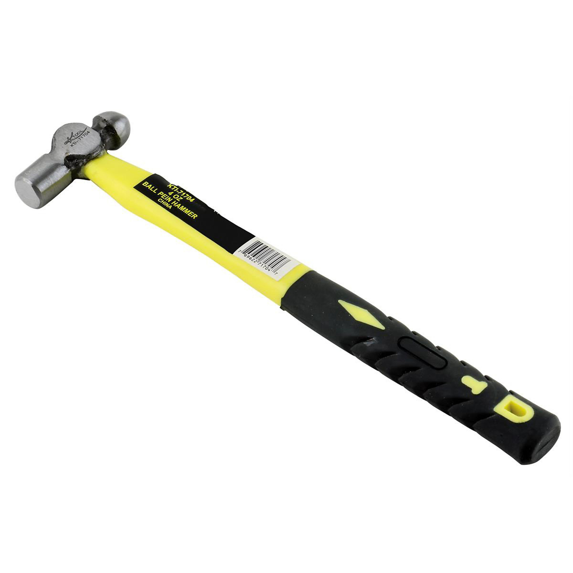 K Tool International Ball Pein Hammer — 4 Oz., Fiberglass Handle, Rubber Grip, Model# KTI71704